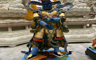 寺廟玻璃鋼彩繪大型景觀人物十二神將雕塑