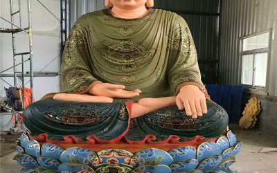 玻璃鋼彩繪大型景觀三寶佛雕塑