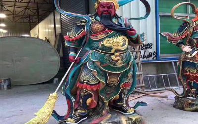 玻璃鋼彩繪大型景觀(guān)寺廟神佛關(guān)公雕塑