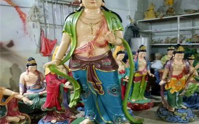 玻璃鋼彩繪寺廟大型站立的觀音雕塑