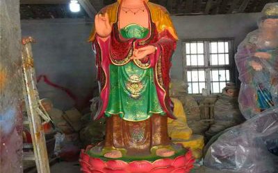 景區玻璃鋼彩繪神佛供奉西方三圣雕塑