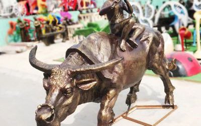 公園擺放放牛郎玻璃鋼仿銅雕塑