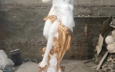 歐式花園玻璃鋼親吻的西方愛(ài)神雕塑