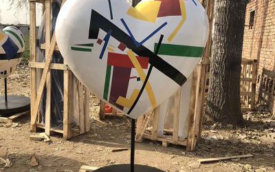 戶外創意玻璃鋼彩繪裝飾品工藝愛心雕塑