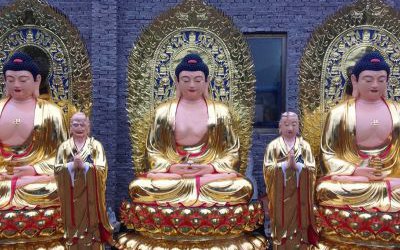 玻璃鋼彩繪景區戶外大型景觀三圣雕塑