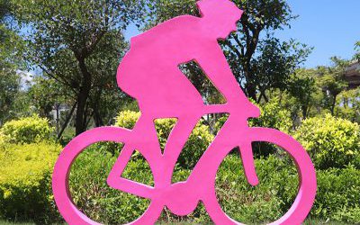 公園景觀玻璃鋼抽象騎自行車雕塑