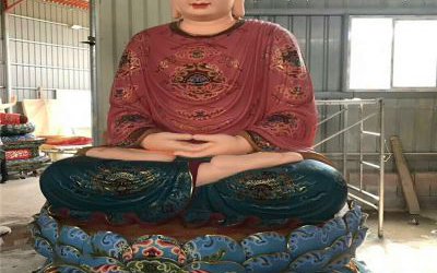 玻璃鋼彩繪大型景觀佛像三寶佛雕塑