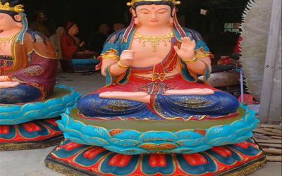 景區(qū)玻璃鋼彩繪創(chuàng)意佛像三圣雕塑