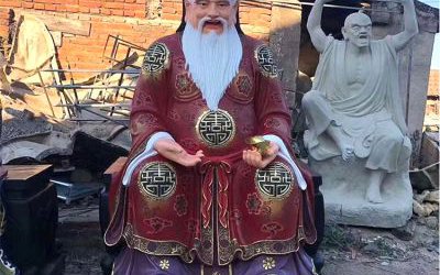 寺廟供奉西路財神納珍天尊曹寶玻璃鋼彩繪財神雕塑