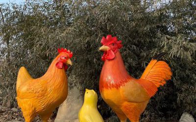 農(nóng)場玻璃鋼仿真動物雞雕塑