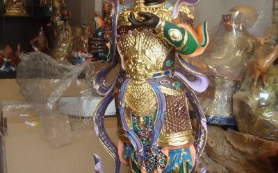 寺廟玻璃鋼彩繪多聞天王雕塑