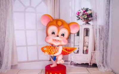 玻璃鋼彩繪室內裝飾卡通老鼠雕塑