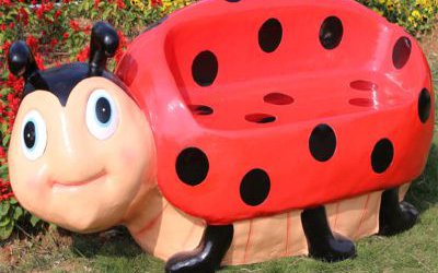 公園創(chuàng)意玻璃鋼彩繪卡通瓢蟲(chóng)座椅雕塑