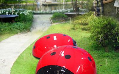 公園景區(qū)創(chuàng)意玻璃鋼彩繪七星瓢蟲雕塑