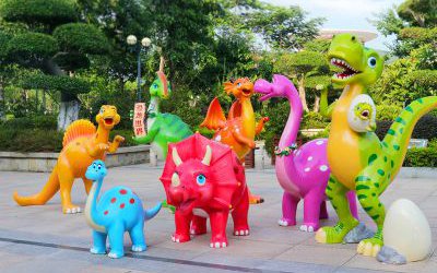 公園景區(qū)玻璃鋼彩繪卡通恐龍雕塑