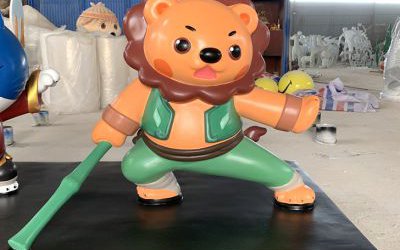 公園廣場功夫玻璃鋼卡通獅子雕塑