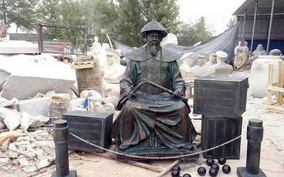 林則徐銷煙情景小品擺件雕塑園林景區玻璃鋼仿銅景觀