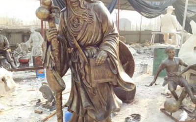 企業園林仿銅彩繪孫思邈玻璃鋼雕塑