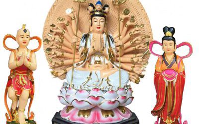 玻璃鋼彩繪景區寺廟供奉菩薩觀音雕塑