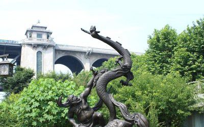 廣場花園擺放大禹治水玻璃鋼仿銅雕塑