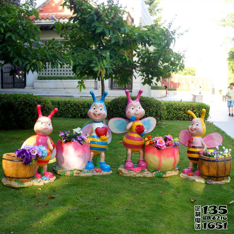 公園小區(qū)玻璃鋼卡通彩繪蜜蜂花盆雕塑 公園小區(qū)玻璃鋼卡通彩繪蜜蜂花盆雕塑